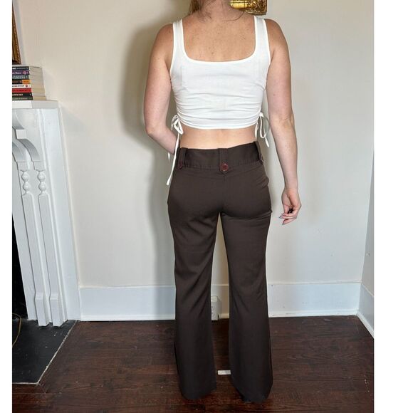 Vintage y2k low rise Brown Preppy Trousers Size 9 - Picture 6 of 12